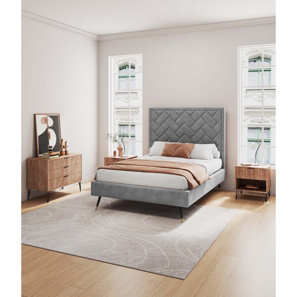 Manhattan Comfort 2-Piece DUMBO Standard 3-Drawer Dresser and DUMBO 1.0 Nightstand in Golden Brown 2-DB01-GB - main